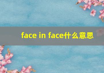 face in face什么意思